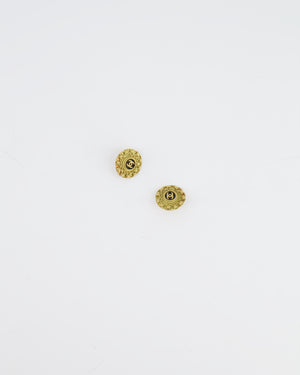 Chanel Vintage Yellow Gold and Black CC Logo Round Clip-On Earrings