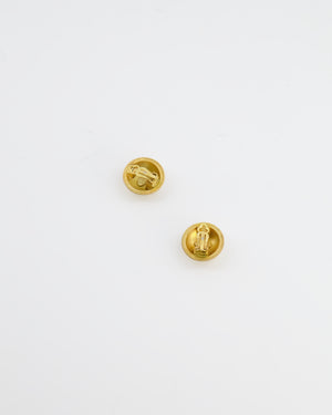 Chanel Vintage Brushed Gold CC Logo Round Clip-On Earrings