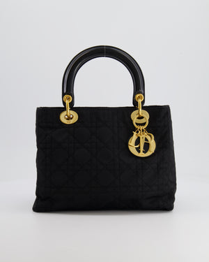 *FIRE PRICE* Christian Dior Black Medium Lady Dior Bag in Canvas with Gold Hardware RRP £5,300