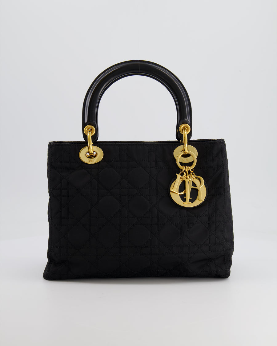 *FIRE PRICE* Christian Dior Black Medium Lady Dior Bag in Canvas with Gold Hardware RRP £5,300