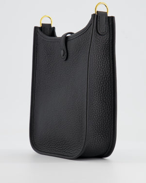 Hermès Mini Evelyne Bag in Black Clemence Leather with Gold Hardware