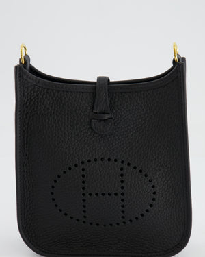 Hermès Mini Evelyne Bag in Black Clemence Leather with Gold Hardware