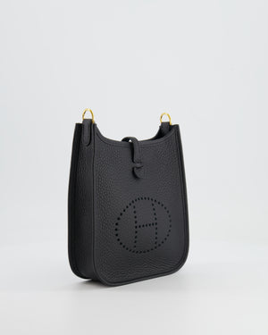 Hermès Mini Evelyne Bag in Black Clemence Leather with Gold Hardware