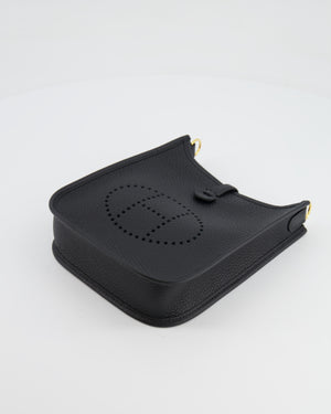 Hermès Mini Evelyne Bag in Black Clemence Leather with Gold Hardware