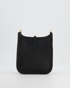 Hermès Mini Evelyne Bag in Black Clemence Leather with Gold Hardware