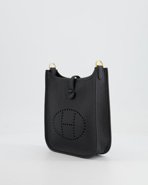 Hermès Mini Evelyne Bag in Black Clemence Leather with Gold Hardware