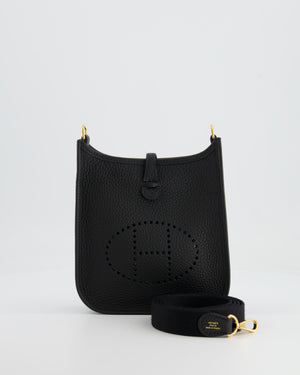 Hermès Mini Evelyne Bag in Black Clemence Leather with Gold Hardware