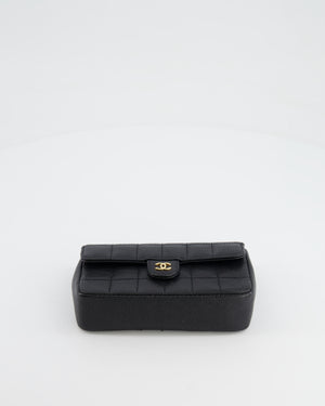 Chanel Black Caviar Leather Chocolate Bar Belt CC Logo Bag with Gold Hardware