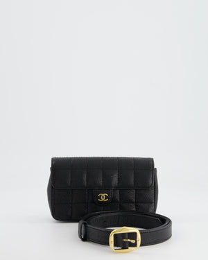 Chanel Black Caviar Leather Chocolate Bar Belt CC Logo Bag with Gold Hardware