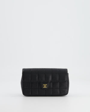 Chanel Black Caviar Leather Chocolate Bar Belt CC Logo Bag with Gold Hardware