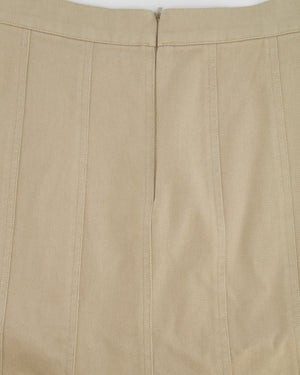 Max Mara Beige Denim Fish Tail Skirt with Fringe Hem Detail IT 36 (UK 4)