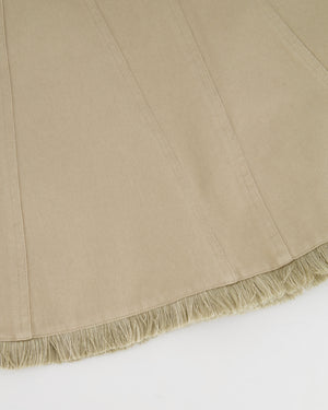 Max Mara Beige Denim Fish Tail Skirt with Fringe Hem Detail IT 36 (UK 4)