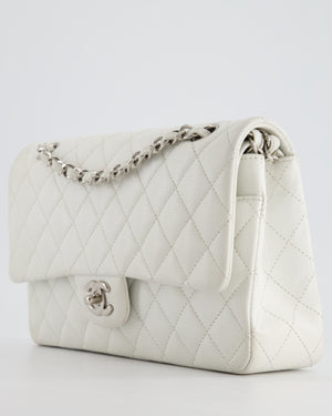 Chanel White Medium Classic Double Flap in Caviar Leather with Silver Hardware RRP £8,890