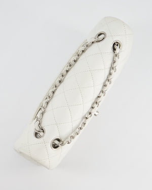 Chanel White Medium Classic Double Flap in Caviar Leather with Silver Hardware RRP £8,890