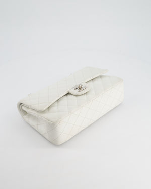 Chanel White Medium Classic Double Flap in Caviar Leather with Silver Hardware RRP £8,890