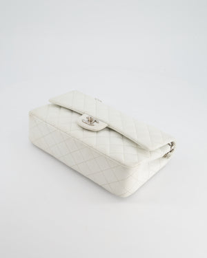 Chanel White Medium Classic Double Flap in Caviar Leather with Silver Hardware RRP £8,890