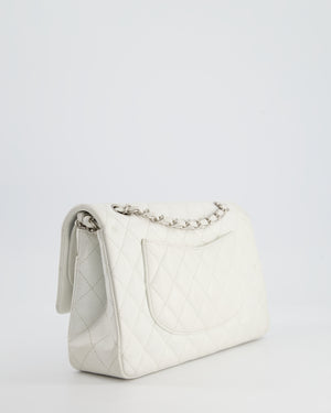 Chanel White Medium Classic Double Flap in Caviar Leather with Silver Hardware RRP £8,890