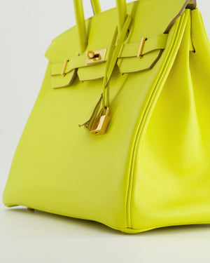 *HOT* Hermès Birkin 35cm Bag in Yellow Lime Epsom Leather with Gold Hardware