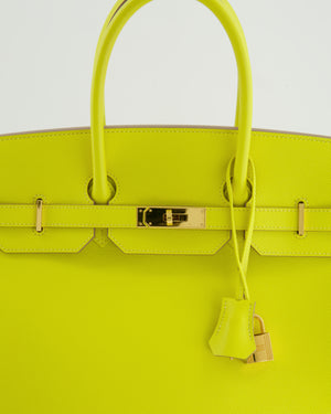 *HOT* Hermès Birkin 35cm Bag in Yellow Lime Epsom Leather with Gold Hardware