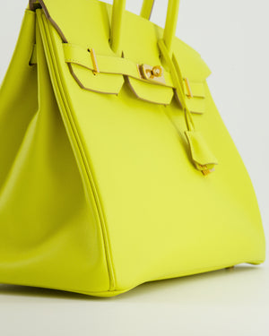 *HOT* Hermès Birkin 35cm Bag in Yellow Lime Epsom Leather with Gold Hardware