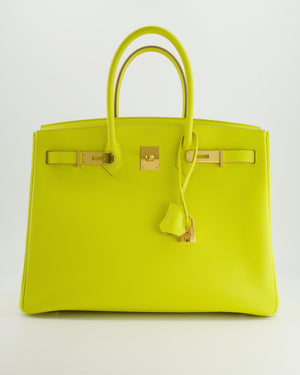 *HOT* Hermès Birkin 35cm Bag in Yellow Lime Epsom Leather with Gold Hardware