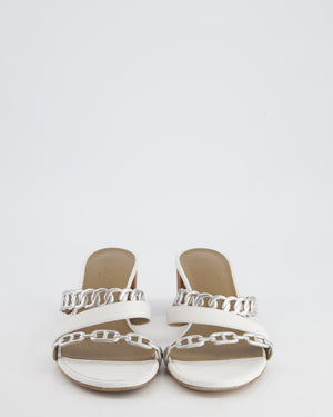 Hermès Chaine D
Ancre Sandal in White 
Silver Leather Size EU 37