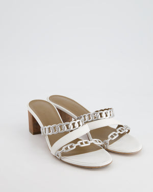 Hermès Chaine D
Ancre Sandal in White 
Silver Leather Size EU 37