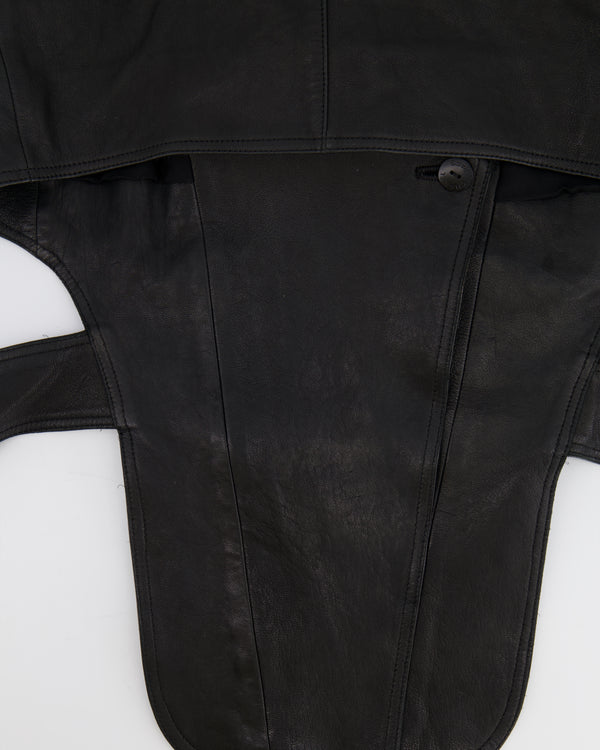 Chanel 12P Black Asymmetric Lambskin Leather Gilet with Belt Size FR 36 (UK 8) RRP £5,500