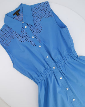 Louis Vuitton Blue Mini Sleeveless Dress with Perforated Monogram Details Size FR 38 (UK 10)