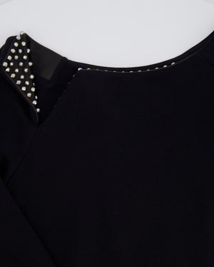 Saint Laurent Black Jumper with Leather Collar 
Stud Details Size FR 36 (UK 8)