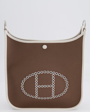 *RARE* Hermes Evelyne 29cm Bag in Neo Etoupe Canvas and White with Palladium Hardware