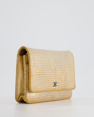 Chanel Metallic Gold Ombre Lizard Wallet on Chain Bag with Gun Metal Hardware