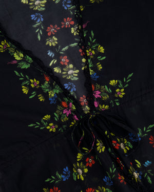 Charo Ruiz Black Blouse and Skirt Set with Colourful Floral Detail Size XS (UK 6)