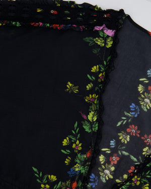 Charo Ruiz Black Blouse and Skirt Set with Colourful Floral Detail Size XS (UK 6)