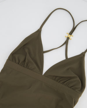 Celine Olive Green Triomphe Swimsuit in Matte Jersey FR 36 (UK 8) RRP £420