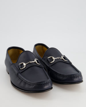 Gucci Navy Horsebit Leather Loafers Size EU 42.5