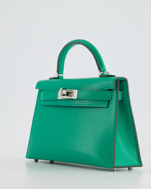 *SUPER HOT* Hermès Mini Kelly II 20cm Bag in Menthe Chèvre Mysore Leather with Palladium Hardware