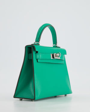 *SUPER HOT* Hermès Mini Kelly II 20cm Bag in Menthe Chèvre Mysore Leather with Palladium Hardware