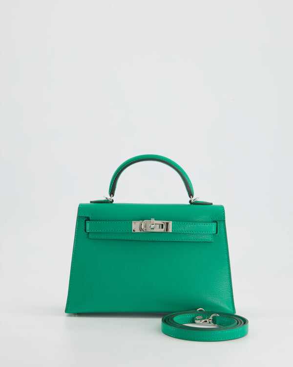 *SUPER HOT* Hermès Mini Kelly II 20cm Bag in Menthe Chèvre Mysore Leather with Palladium Hardware