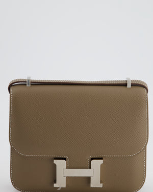 *FIRE PRICE* Hermès Constance III Mini 18cm Bag in Etoupe Epsom Leather with Palladium Hardware