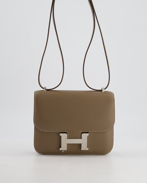 *FIRE PRICE* Hermès Constance III Mini 18cm Bag in Etoupe Epsom Leather with Palladium Hardware