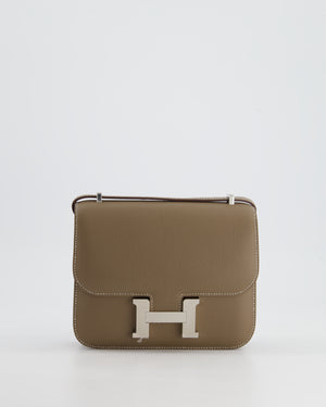 *FIRE PRICE* Hermès Constance III Mini 18cm Bag in Etoupe Epsom Leather with Palladium Hardware