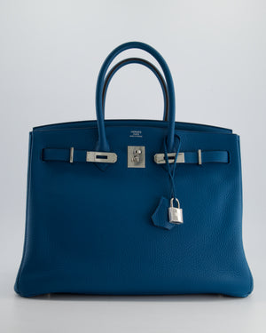 Hermès Birkin 35cm Bag in Blue Petrole Togo Leather with Palladium Hardware