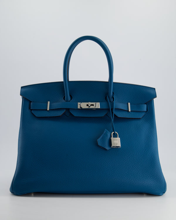 Hermès Birkin 35cm Bag in Blue Petrole Togo Leather with Palladium Hardware