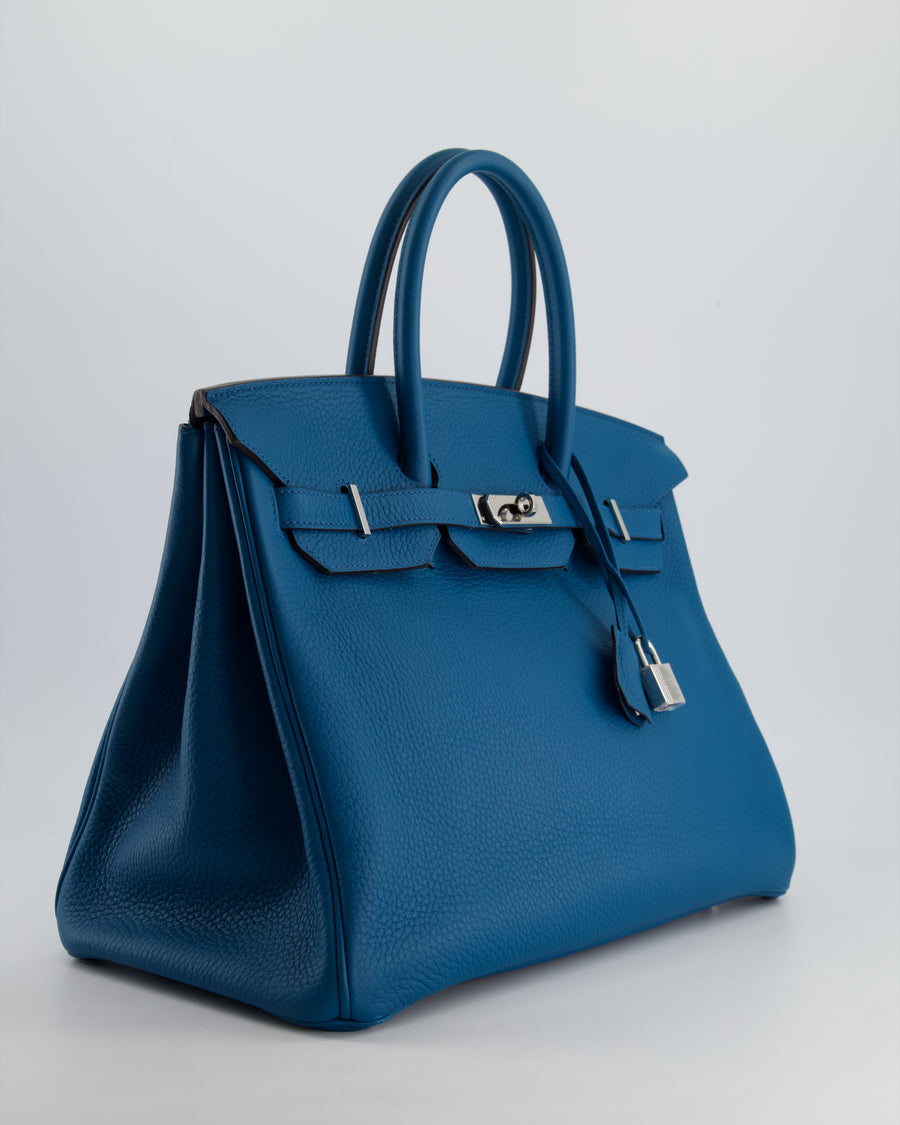 Hermès Birkin 35cm Bag in Blue Petrole Togo Leather with Palladium Hardware