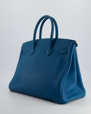 Hermès Birkin 35cm Bag in Blue Petrole Togo Leather with Palladium Hardware