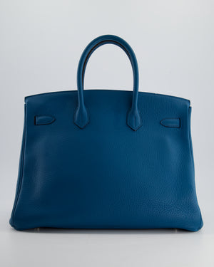 Hermès Birkin 35cm Bag in Blue Petrole Togo Leather with Palladium Hardware