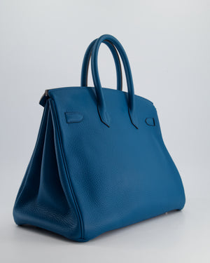 Hermès Birkin 35cm Bag in Blue Petrole Togo Leather with Palladium Hardware