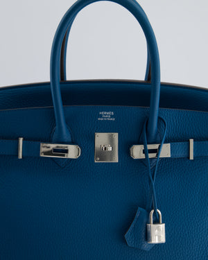 Hermès Birkin 35cm Bag in Blue Petrole Togo Leather with Palladium Hardware