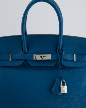 Hermès Birkin 35cm Bag in Blue Petrole Togo Leather with Palladium Hardware